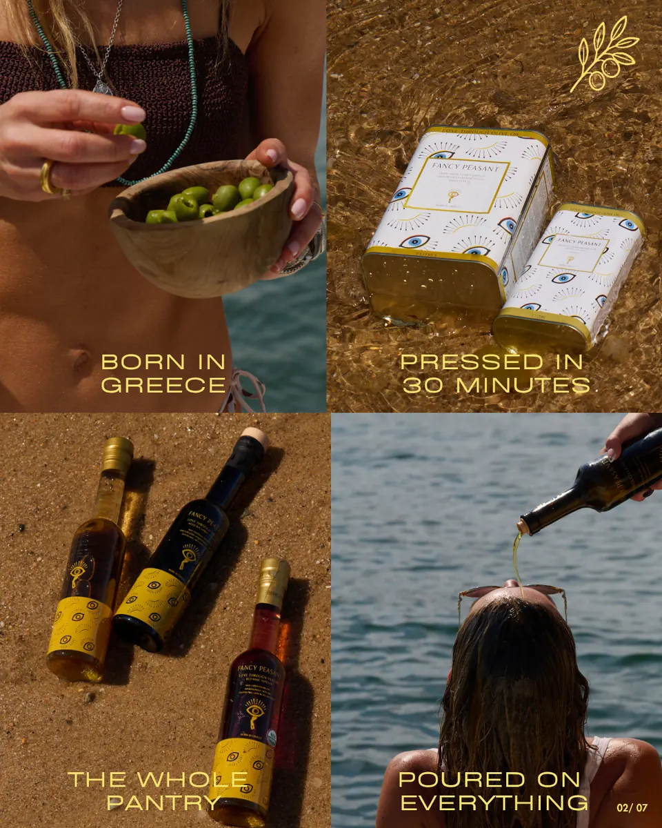 Instagram carousel slide designed by Orange Grove Social for Fancy Peasant Greek olive oil — image 2