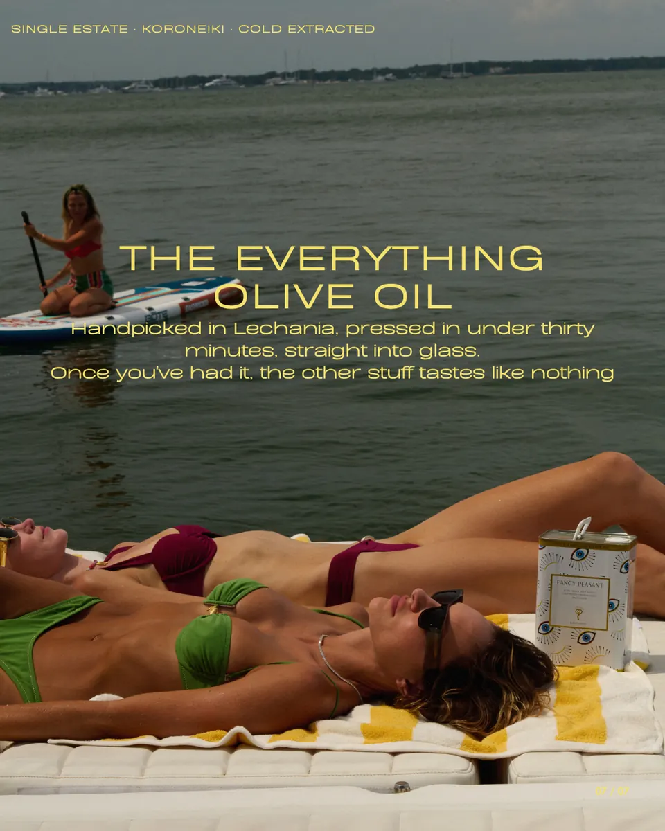 Instagram carousel slide designed by Orange Grove Social for Fancy Peasant Greek olive oil — image 7