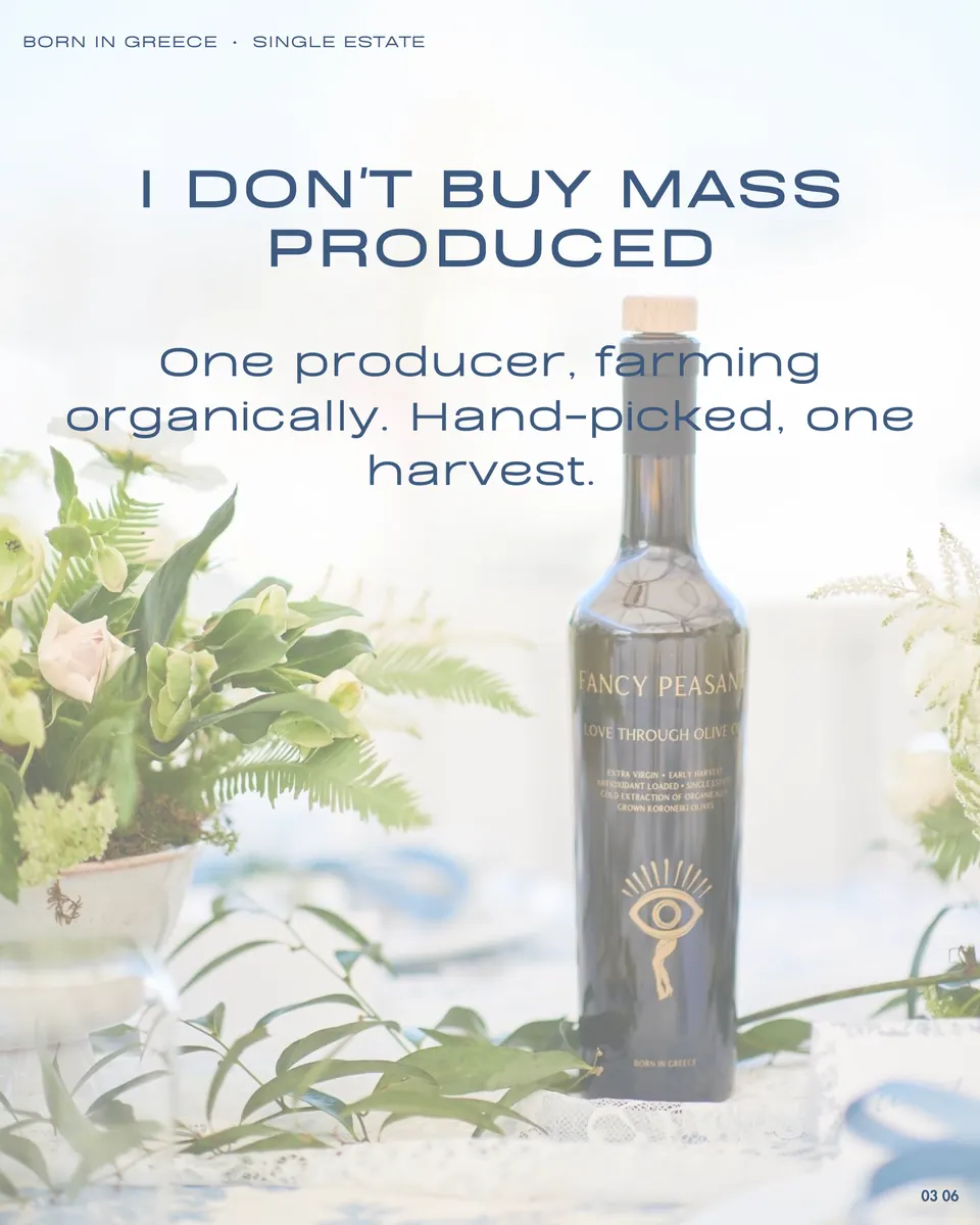Instagram carousel slide designed by Orange Grove Social for Fancy Peasant Greek olive oil — image 38
