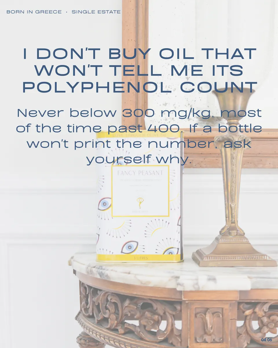 Instagram carousel slide designed by Orange Grove Social for Fancy Peasant Greek olive oil — image 39